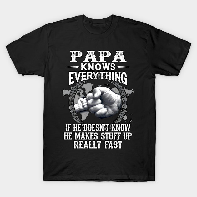 Papa Knows Everything If He Doesn't Know Father's Day T-Shirt by SuperMama1650
